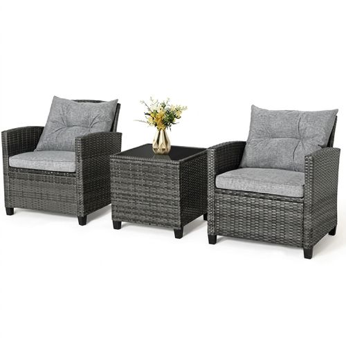 RELAX4LIFE 3-Piece Rattan Sofa Set