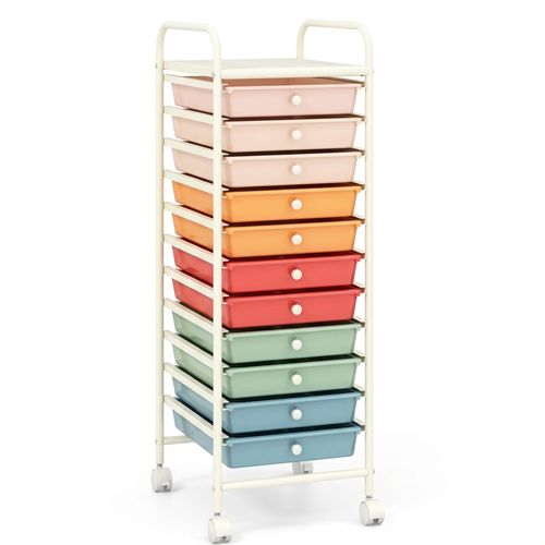RELAX4LIFE 10 Drawer Craft Organizer Cart Macaron