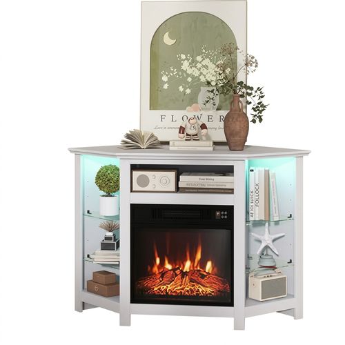 RELAX4LIFE Corner Fireplace TV Stand