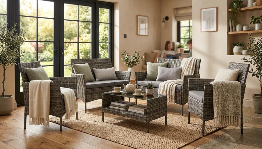 4-piece patio set in a garden setting